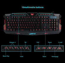 Tricolor backlight wired gaming keyboard